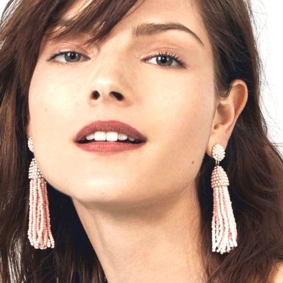 NWT BAUBLEBAR | Rose Gold Pink Beaded Tassel Earrings - Picture 3 of 4